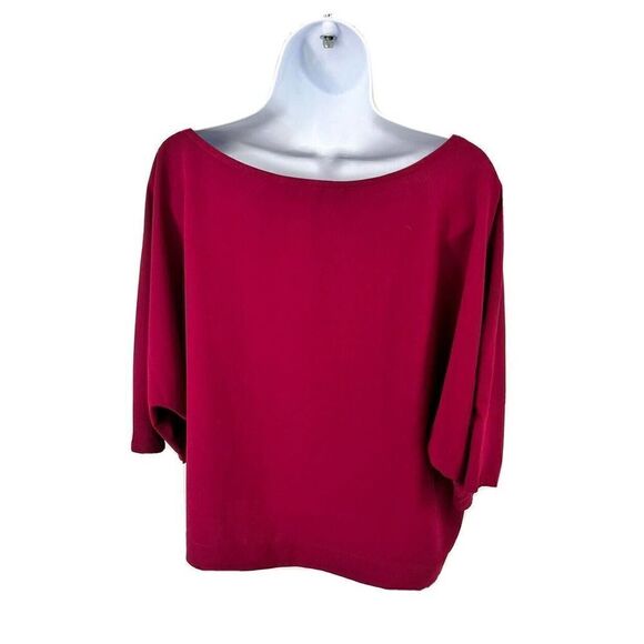 New Cupcakes and Cashmere Red Maroon Boxy V Neck Top Shirt 1/2 Dolman Sleeves - Picture 3 of 12